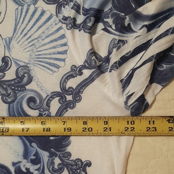 JM Collection Women's XL White And Blue Patterned Blouse - Picture 9 of 14